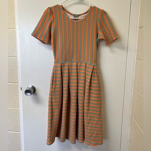 Orange and Blue Striped Dress